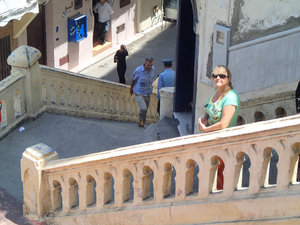 Ann descending into the old city.