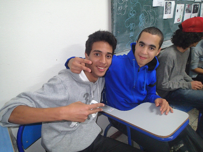 Achraf (in grey) is one of our brightest students!