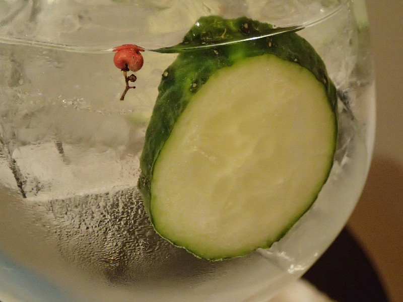 Perhaps it is just me... but Hendricks, cucumber and a fresh peppercorn, all joined happily in a cold glass full of ice, sure are beautiful!!!  (Thanks "Only You" hotel in Madrid) 