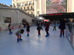 Ice skating in the middle of Madrid.