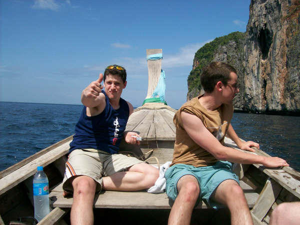 Dave and Dean on a boat