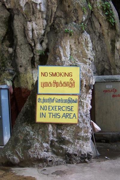 sign inside batu caves