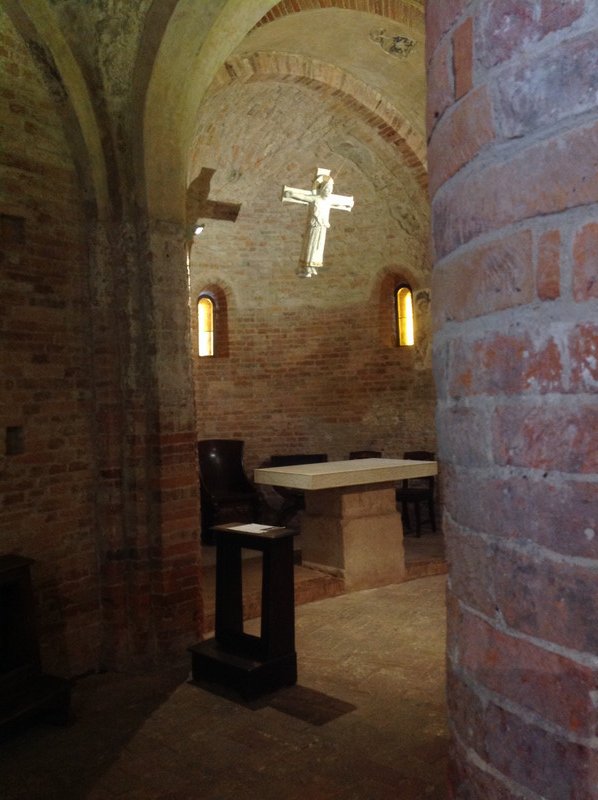 Simple furnishings inside the 11th century Rotunda church