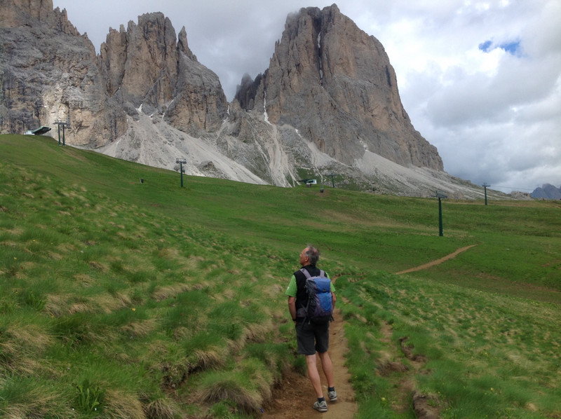 Jagged peaks and scree typical of the Dolomites