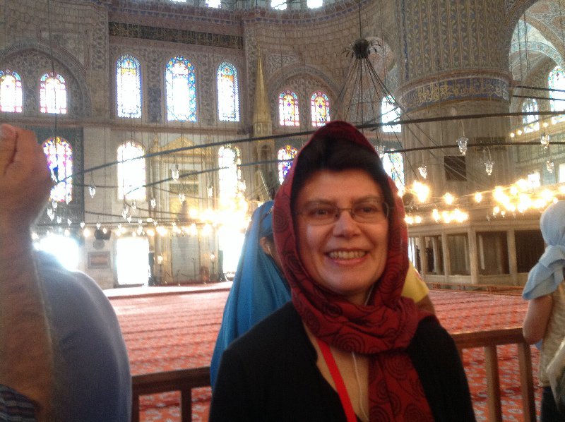 Liz  in required Blue Mosque attire