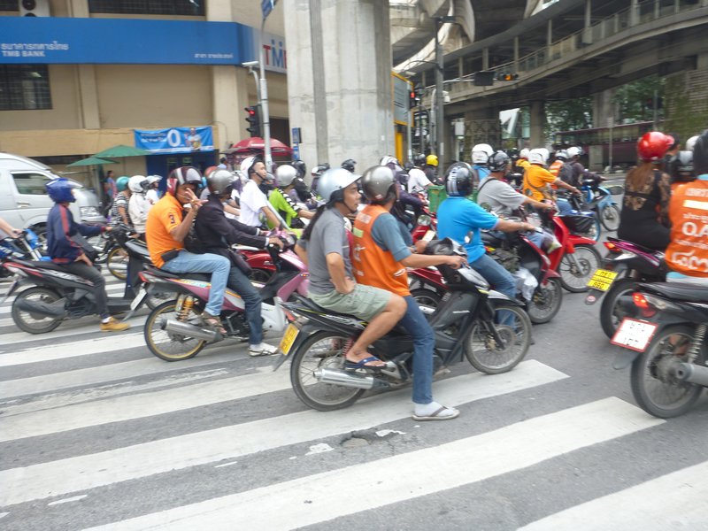 Motor bikes are everywhere in Bankok.