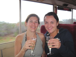 Champagne on the big yellow bus