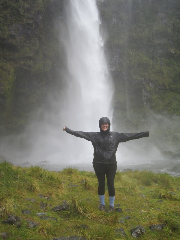 Getting soaked at Sutherland Falls
