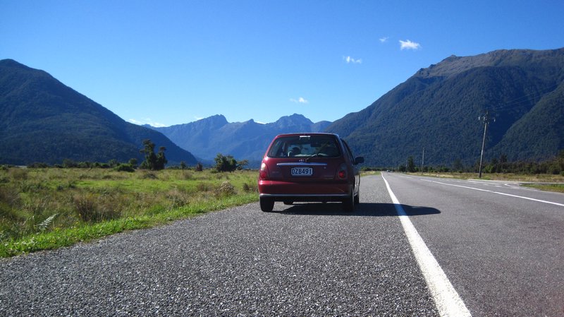 Betty on the way to Haast Pass