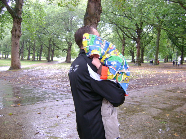 Phoenix and Dad in the Rain