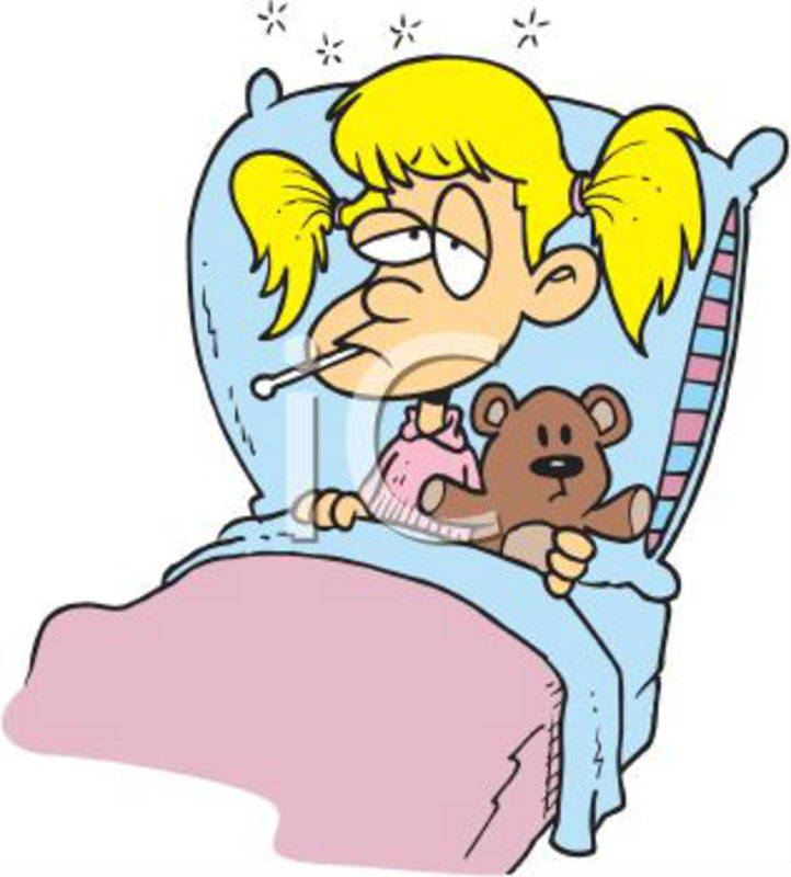 0511-1001-1121-5440_Cartoon_of_a_Sick_Little_Girl_with_a_Thermometer_in_Her_Mouth_clipart_image