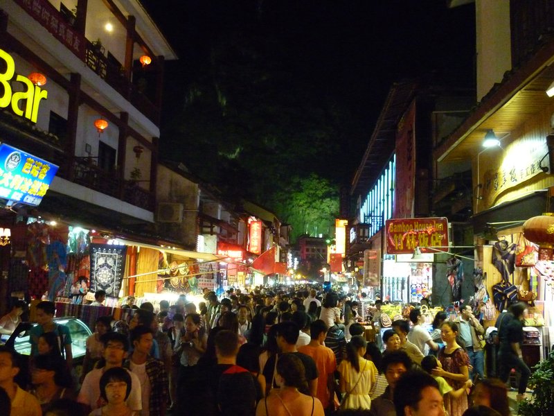 Yangshou main street at night
