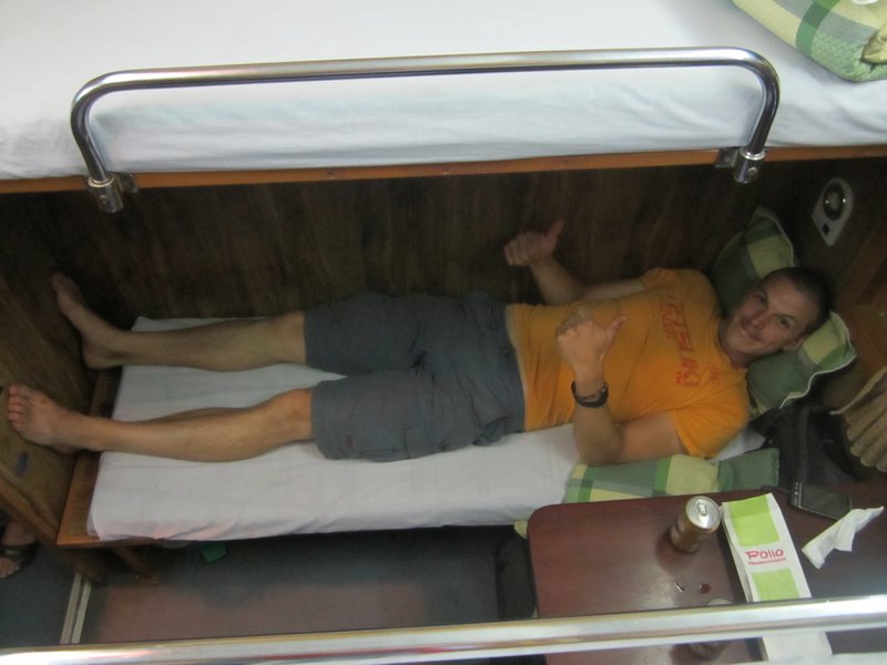 Tight fit on the sleeper train!