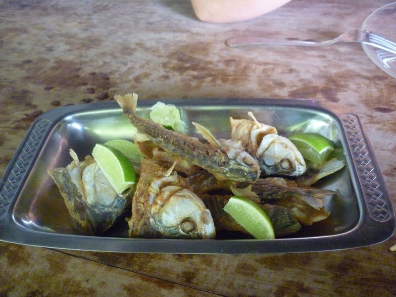 Deep-fried piranha for lunch!