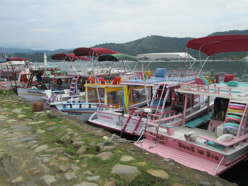 Colourful boats in Paraty