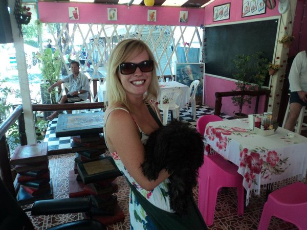 Me and 'Steve' the dog in New Life Cafe- Koh Phangan