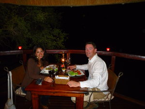 Romantic dinner on the deck at Shumbalala lodge