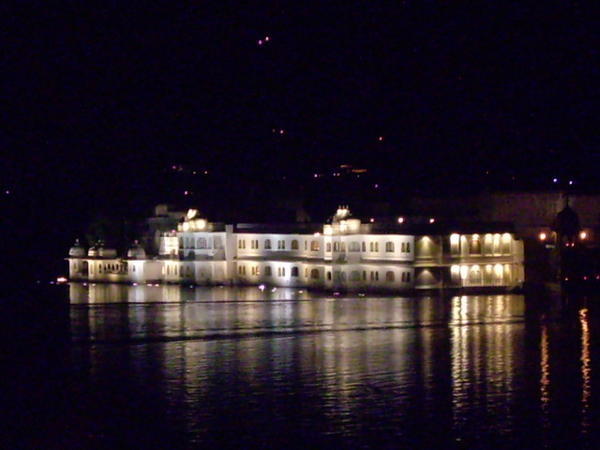 The lake palace at night....from the restaurant