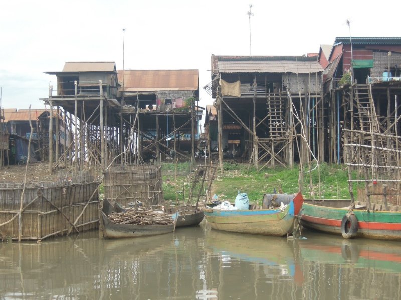 Houses on stilts Tonle Sap lake canal