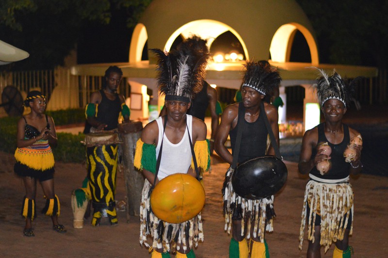Traditional music and dancing at the Rainbow Lodge Hotel, Vic Falls