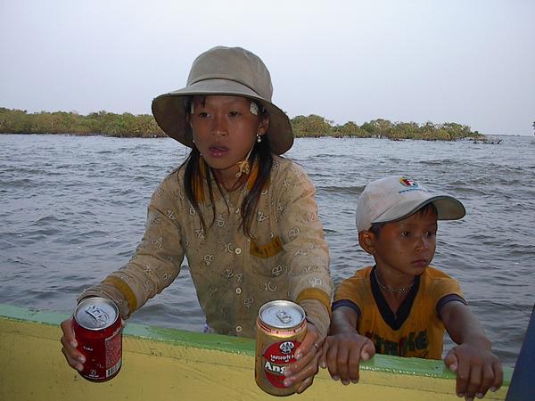 Women and children in boat