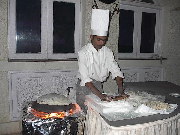 A chef making Handkerchief bread