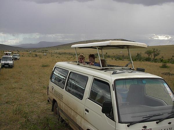Anne and Tina in the safari van