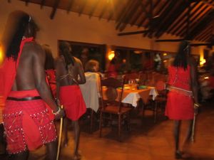 the Masai dancing through the dining room