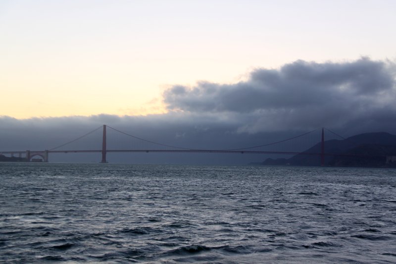 Golden Gate Bridge with fog rolling in