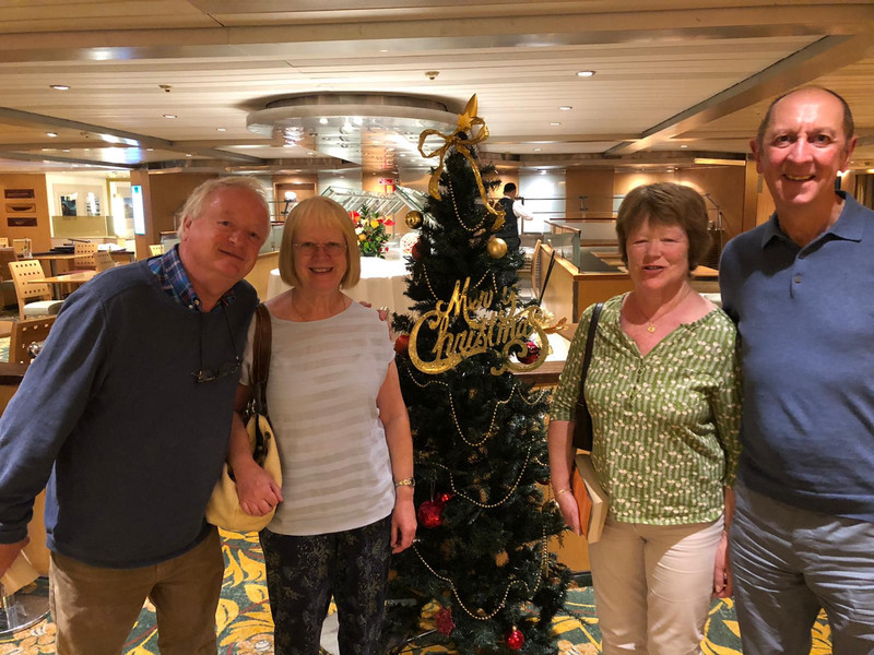 Kevin, Lorna, Val and myself on the Balmoral, getting ready for Xmas in UK