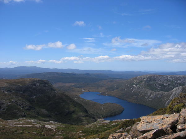 Looking down on Dove Lake from Cradle Mountain