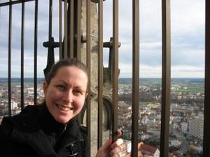 Meg at the top of the Ulmer Muenster!