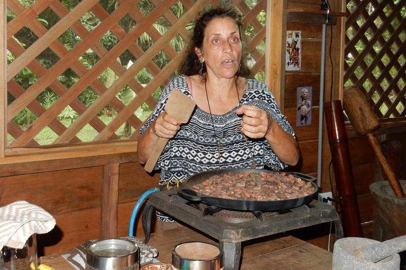 Roasting cocoa beans in the traditional way