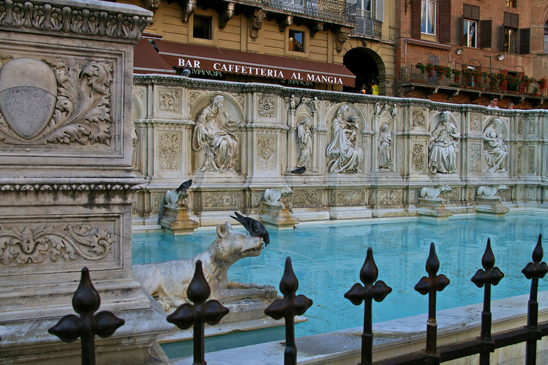 Fountain and bird bath on Il Campo