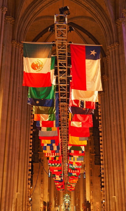 Main aisle with all international flags