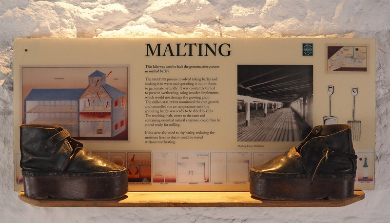 Boots worn by men turning grain on malting floor