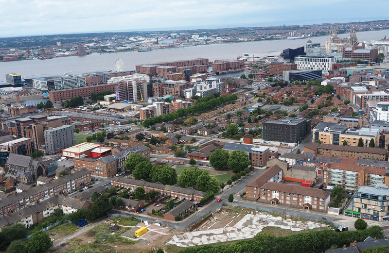 View of Mersey and modern buildings