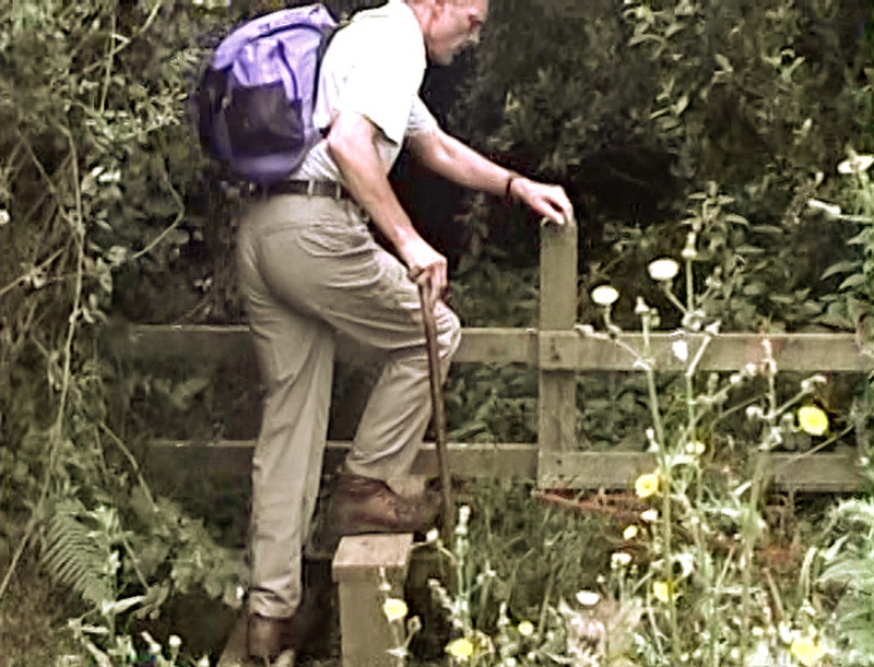 Andrew demonstrating how to use a stile