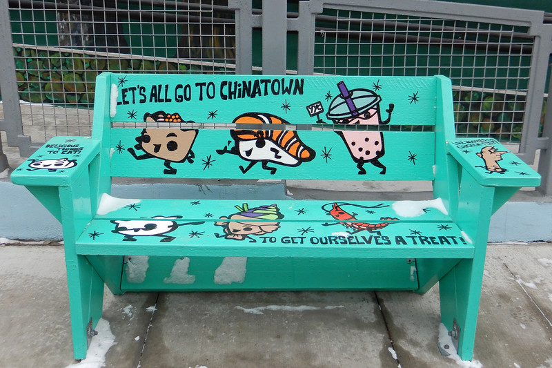Painted bench by Kevin Chow 