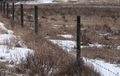 Barbed wire fence disappearing into the distance