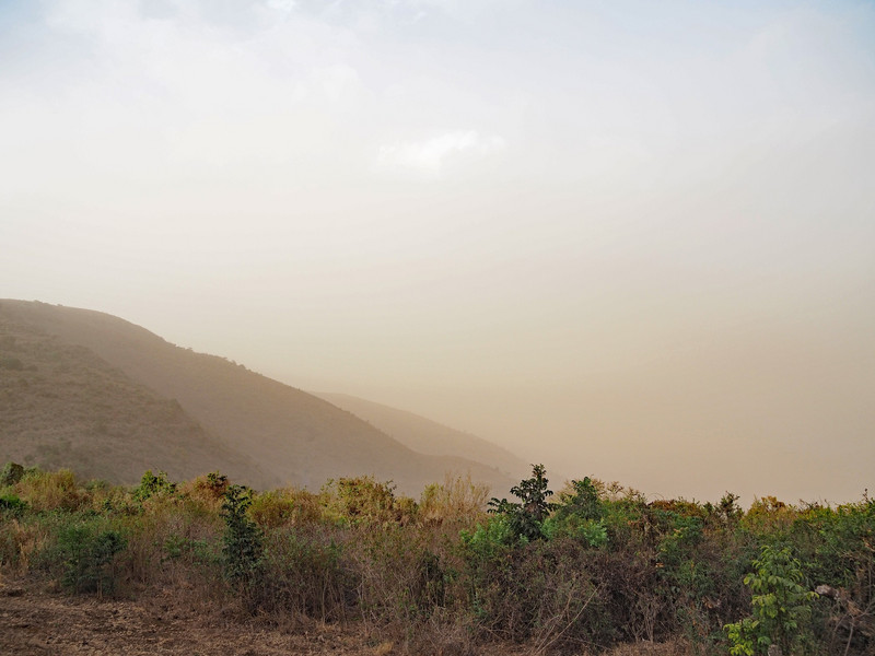 Dust cloud over Ngorongoro crater 