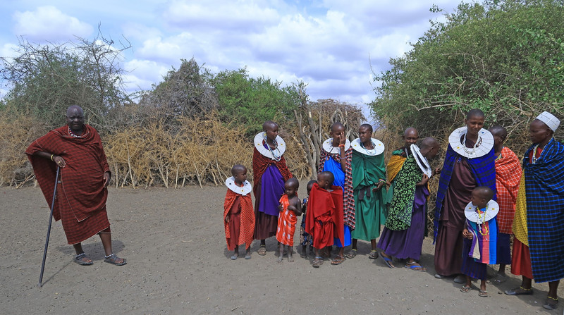 Maasai headman, wives and children 