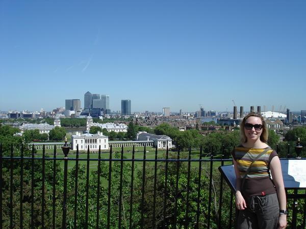 Me and a view of Greenwich Park, Maritime Museum, the Thames, the Millenium Dome and Canary Wharf