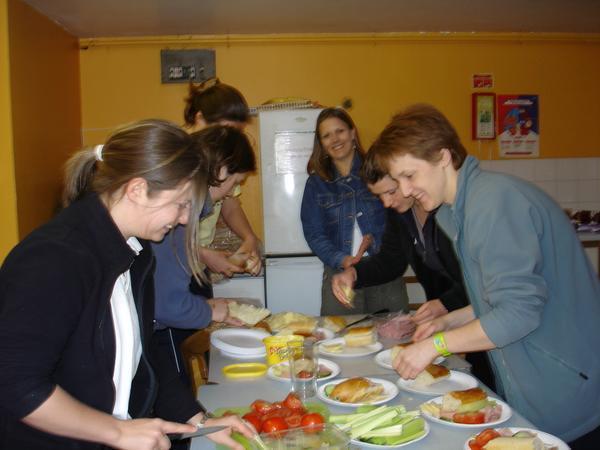 Preparing lunch at the tournament our team held
