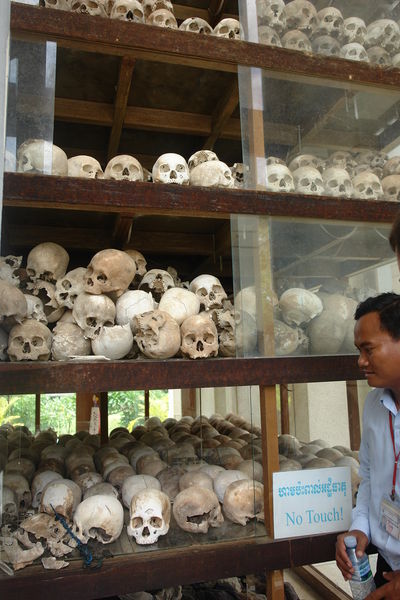 skulls of 9000 victems of Pol Pot
