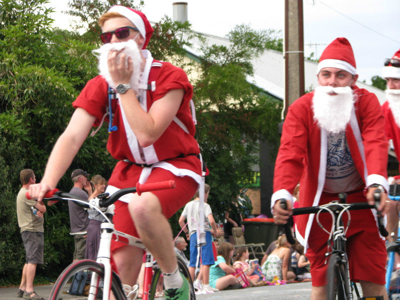 Santas on Bicycles