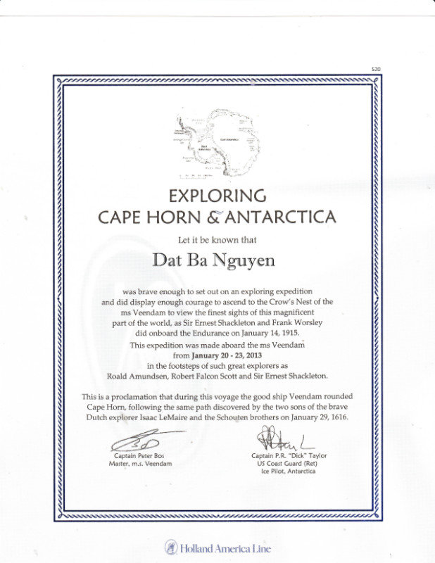 Antarctica Exploring Certificate 1/23/2013