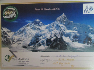 Mt Everest Flight Certificate