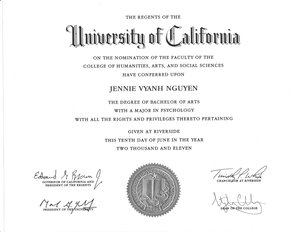 Jennie's Bachelor Degree