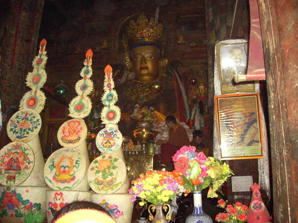 Inside Gyantze monastery temple